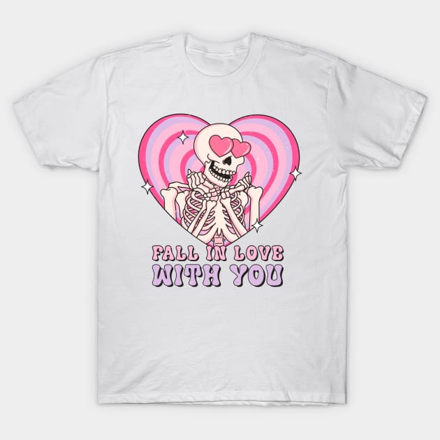 "Fall In Love With You" Skeleton Lover T-Shirt by FlawlessSeams